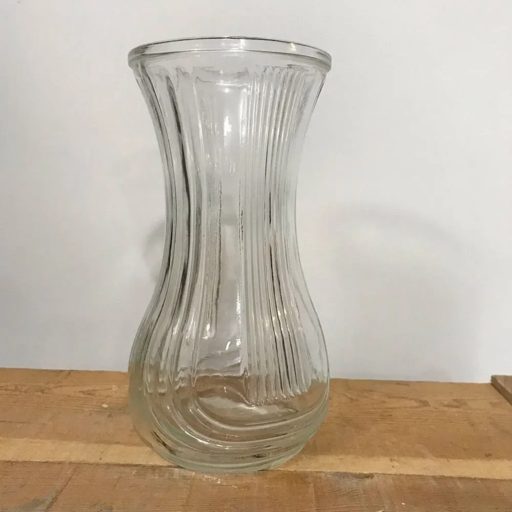 Vintage Hoosier Clear Glass Vase‎ Lyre Ribbed 4086-B